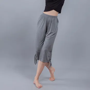 Latin Dans Gevşek geniş bacak ipli Düz Kırpılmış pantolon kadın Balo Salonu Tango pantolon Cha Salsa rumba modern Dans Yoga