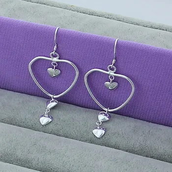 Yeni Varış 925 Ayar Gümüş Küpe Kadınlar için Kalp Yuvarlak Damla Küpe Minimalist Takı