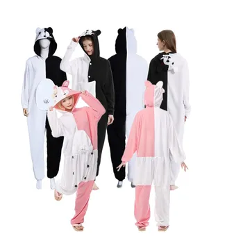 Yetişkin Danganronpa Monokuma Monomi Cosplay Kostümleri Monomi Pijama Onesies Tulum Pijama Cadılar Bayramı Karnaval Elbise
