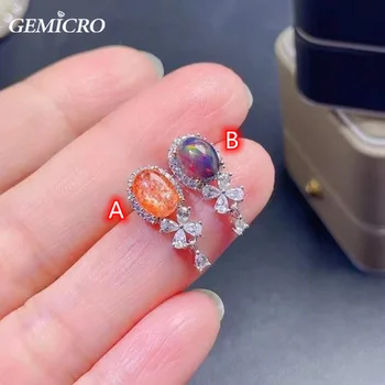 Gemicro Doğal Opal Damla Küpe Damızlık ile Iyi Parlak Yangın Taş 6X8mm ve 925 Ayar Gümüş olarak Kadın Lüks Giyim Takı