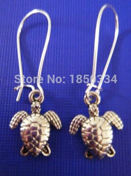 20 Çift Moda Deniz kaplumbağası Charms Dangle Küpe Kadınlar İçin Hediye Kutusu İle DIY Bulguları Takı Z100