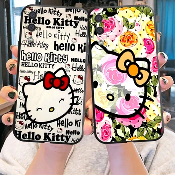 Hello Kitty Sevimli Telefon Kılıfı İçin Samsung Galaxy A11 A20 A21S A52 4G 5G A71 4G 5G A72 Yumuşak Siyah Arka Sıvı Silikon Funda