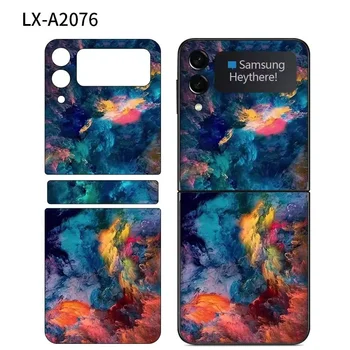 2022 Renkli Anti-Scratch Sticker Samsung Galaxy Z Flip3 4 Arka + Menteşe Tam Kapsama Koruyucu Film İçin Z Flip 3 Kapak