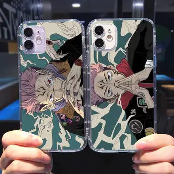 Karikatür Anime Jujutsu Kaisen telefon kılıfı için Şeffaf iPhone 6 7 8 11 12 s mini pro X XS XR MAX Artı kapak funda kabuk