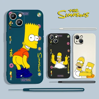 Mutlu Simpsons Apple iPhone 13 12 Mini 11 Pro XS MAX XR X 8 7 6S SE Artı Sıvı Halat Silikon telefon kılıfı Coque Fundas
