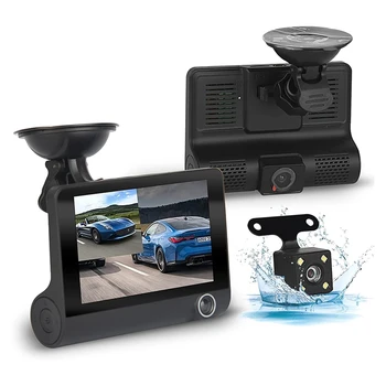 Araba Ön Ve Arka Araba Kamera, 4 İnç Geniş Açı Gece Görüş Full HD 1080P Araba Kamera, G-Sensor, Döngü Kayıt
