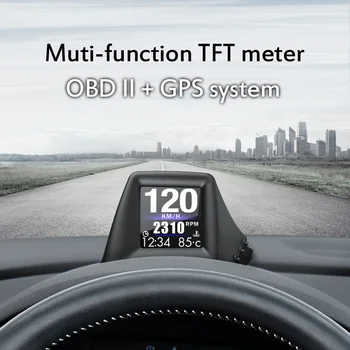 HUD HEAD UP Display OBD2 + GPS On-kart bilgisayar RPM Turbo Yağ Basınçlı Su Sıcaklığı GPS Hız Göstergesi Projektörler Araba Aksesuarları