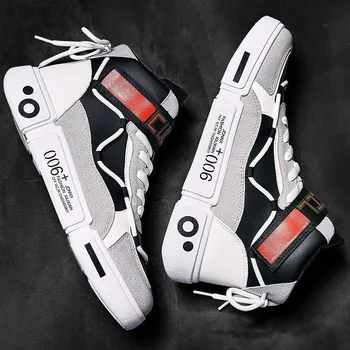 Erkek ayakkabısı Sneakers Bahar Yeni erkek Yüksek Üst Kurulu Moda Erkek Siyah Spor Moda Zapatillas adam Chaussure Homme Sepeti 44