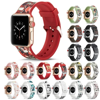 Silikon Kayış apple saat bandı 45mm / 41mm 44mm 40mm 42mm 38mm Baskı watchband bilezik iwatch serisi 5 4 3 se 6 7