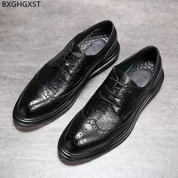 Kahverengi parti ayakkabıları Erkekler için Brogue Erkekler Elbise Ayakkabı Deri Oxford Lüks tasarım ayakkabı Erkekler Yüksek Kalite Chaussure De Homme Sapato