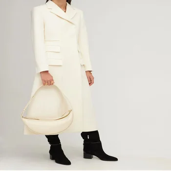 2022 Yeni Kış kadın Yün Ceket Rahat Rüzgarlık Geniş Belli Yün Karışımları Ceket Palto Kadın Beyaz Giyim