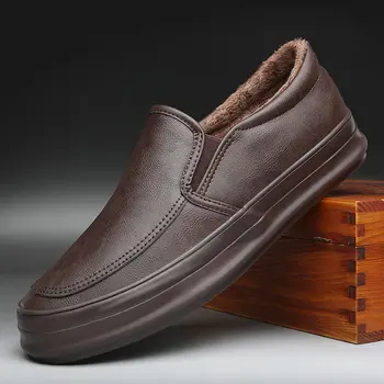 Yüksek Kalite Moda gündelik erkek ayakkabısı Siyah loafer'lar Sürüş Sneakers Adam Düz Açık Kış sıcak kürk TEMBEL Ayakkabı A31-39