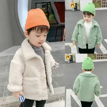 Çocuk Faux Kürk Ceket Bebek Yatak Açma Yaka Kalınlaşmak Sıcak Ceket Kızlar Uzun Palto 2020 Sonbahar Kış Çocuk Kız Giyim W933