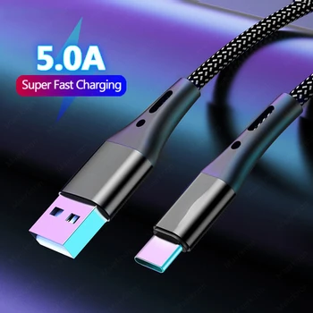 5A USB C Tipi Kablo Hızlı Şarj Kablosu Samsung S20 S10 Xiaomi mi 10 Huawei Mate40 Pro Cep Telefonu USB C Tipi C Şarj Kablosu
