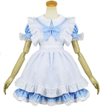 Sissy Kostüm Üniforma Gök Mavisi Bebek Yaka Yaka Kabarcık Kollu Özel Rol yapma Kostüm