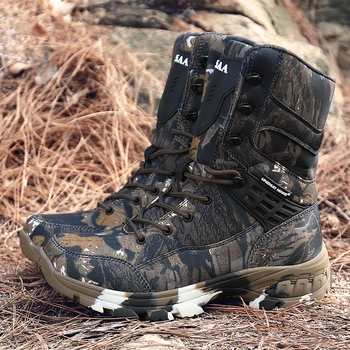 2023 Yüksek top açık çöl botları erkek ordu fan yürüyüş botları savaş kamp eğitim botları aşınmaya dayanıklı anti-skid asker botu