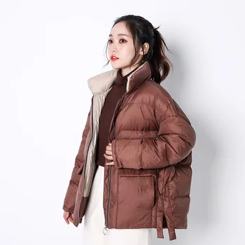 Kış Kadın Aşağı Ceket Retro Renk Eşleştirme Artı Boyutu Kore Tarzı Kalın Ekmek Giyim Moda Gevşek Sıcak Giyim