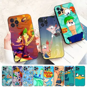 Disney Phineas ve Ferb Telefon Kılıfı İçin iPhone 8 7 6 6S Artı X SE 2020 XR XS 14 11 12 13 Mini Pro Max Mobil Durumda