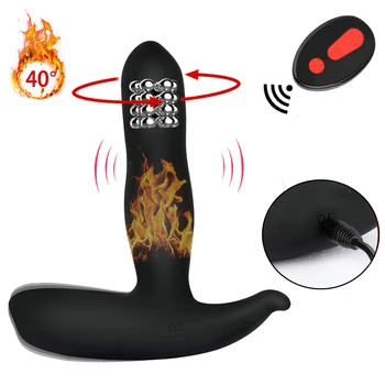Seks USB şarj ısıtma yapay penis vibratör 10 modu uzaktan kumanda 360 salıncak Anal boncuk vibratörler Masturbator yetişkin seks oyuncakları erkekler için