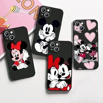 Mickey Minnie Mouse Disney telefon kılıfı İçin Apple iPhone 14 13 12 11 mini XS XR X Pro Max 8 7 6S 6 5S 5 Artı Siyah Kapak