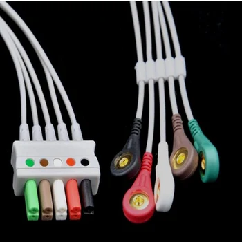 Uyumlu Mindray MEC1000,PM7000/8000/9000 EKG 5 Kurşun Telleri Klip Ucu EKG jonksiyon kablosu Tıbbi Tel Kablolar AHA