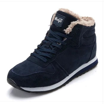 Erkek botları erkek Kış Ayakkabı Moda Kar Botları Ayakkabı Artı Boyutu Kış Sneakers Ayak Bileği erkek ayakkabısı Kışlık Botlar Siyah Mavi Ayakkabı