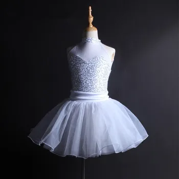 Kar Beyaz Kolsuz Bale Tutu Elbise Kızlar için Sahne Performansı / Rekabet Kostüm Yetişkin / Çocuk Dans Sınıflandırma Giyim