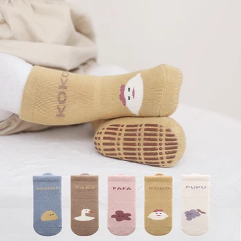 1 Çift Unisex Çocuk 0-5T Kış Sıcak Yastık Çorap 2022 Sevimli Karikatür Kaymaz Ultra Kalın Pamuklu Çorap Yenidoğan Toddler