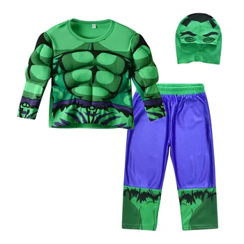 Çocuk Örümcek Hulk Demir Adam Kaptan Amerika Süper Kahraman Kostüm pamuklu bluz Pantolon Erkek Cosplay Cadılar Bayramı Partisi Takım Elbise