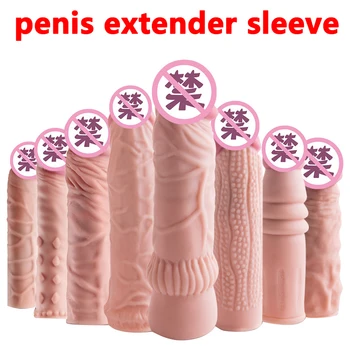 Penis Extender Seks Oyuncakları Erkekler İçin Yeniden Kullanılabilir Prezervatif Dick büyük Yetişkin Seks Oyuncakları Erkek Gerçekçi Kalın Horoz Genişletici Gecikme Penis Kollu