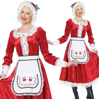 Noel Noel Baba Kostümleri Bayan Noel Baba Kostüm Cosplay Şapka İle Noel Kare Boyun Yay Düğüm Elbise Noel Fantezi Kıyafet Kırmızı