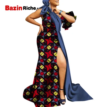 Kadınlar için afrika Baskı Elbiseler Patchwork Seksi Lady Dashiki Parti Elbise Artı Boyutu Giyim WY5228