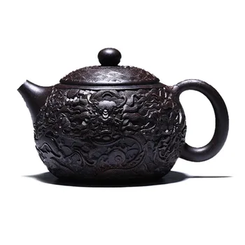 Uygun collectionPurple Kil Demlik Ham Cevher Mor Kum Kabartmalı Demlik Saf el yapımı çaydanlık çay seti
