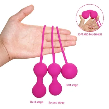 3 adet Vajinal sıkın Egzersiz Kegel Topları 10 Hız Titreşimli yumurta Silikon top G Spot Vibratör Erotik seks oyuncak Kadınlar için