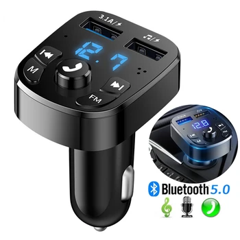Araba Hızlı Şarj FM Verici Bluetooth 5.0 Handsfree Kablosuz Araba çift USB araba şarjı otomobil radyosu Modülatör MP3 Adaptörü