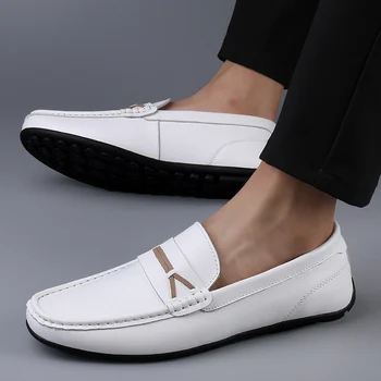 Erkek mokasen ayakkabıları Ayakkabı Hakiki Deri Rahat Marka Kayma İlkbahar Yaz Mokasen Hombre Mokasen Uomo Siyah Klasik Zarif 2022